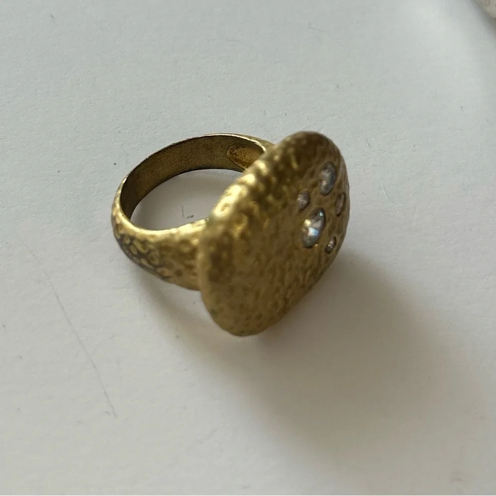 Hammered Gold & Diamond Ring